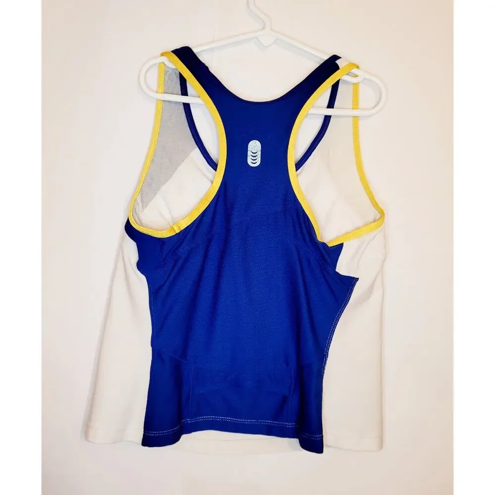 Nike white and blue athletic racer back tank top Size 10 Cheer Active Gym